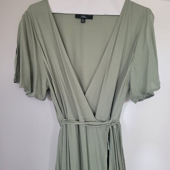 Much Obliged Olive Wrap Maxi Dress - Picture 2 of 5